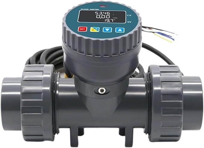 RS485 Digital Display Flow Meter High Precision Smart Electronic Flowmeter UPVC Water Flow Sensor for Farm Garden Irrigation(DN25)