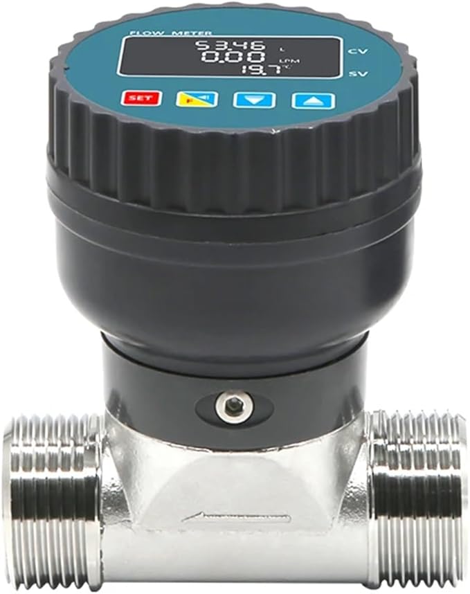 1Pcs RS485 Digital Display Flowmeter Stainless Steel Smart Electronic Flow Meter Flow Sensor Water, for Farm/Garden Irrigation(DN15,Female Thread_LCD Version)