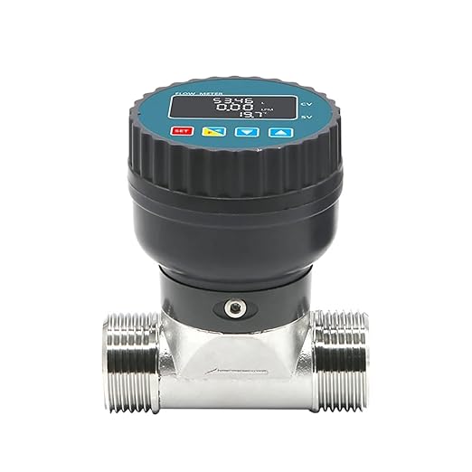 1Pcs RS485 Digital Display Flowmeter Stainless Steel Smart Electronic Flow Meter Flow Sensor Water, for Farm/Garden Irrigation(DN25,Male Thread_LCD Version)