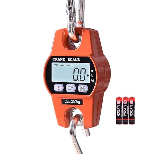 Fuzion Heavy Duty Crane Scale - 660LB, Aluminum Body, Stainless Steel Hook, Large Digital Display, Hanging Scales for Farms, Hunting and Fishing