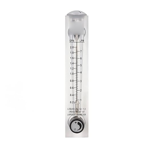 AUNMAS Water Meter Panel Type Flowmeter, 1/2in Male Thread and 1/4in Female Thread Djustable Knob Panel Mount Type Flowmeter for PVC Pipe, 0.2-2.0GPM 1-7LPM
