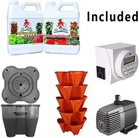 Mr. Stacky Smart Farm - Automatic Self Watering Garden - Grow Fresh Healthy Food Virtually Anywhere Year Round - Soil or Hydroponic Vertical Tower Gardening System (Standard Kit, Stone)