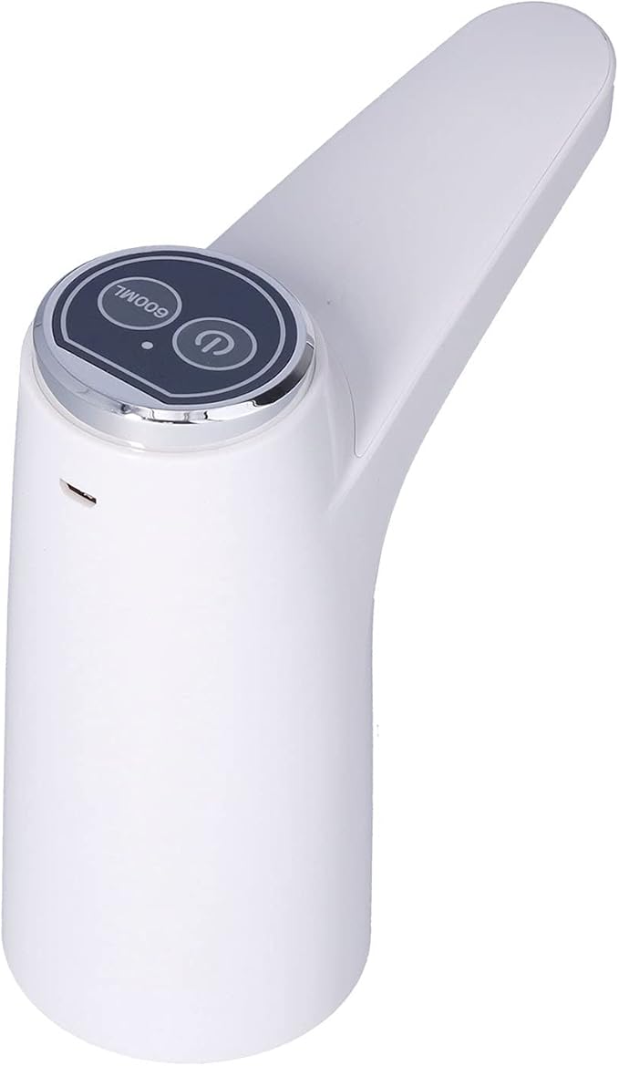 Electric Water Pump USB Rechargeable Smart Water Dispenser with Battery Indicator Quiet Operation for Home Office White Plastic Metal Construction Includes Tube USB Cable