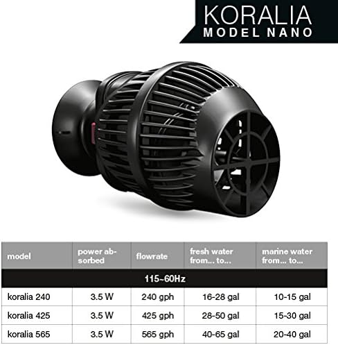Hydor Koralia Nano Aquarium Circulation Pump, Includes Built-In Cable Protector, 565 GPH, Measures 2.4-Inches & is Ideal for Fresh or Salt Water Use