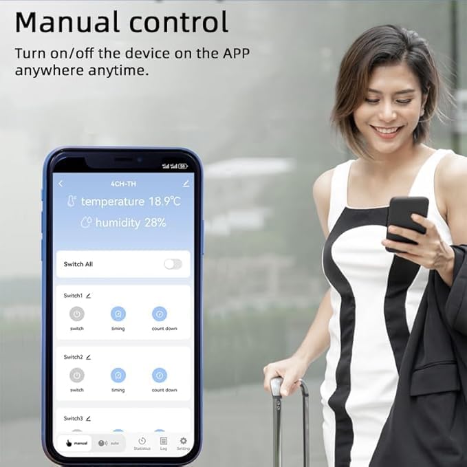 1CH Tuya Intelligent Temperature and Humidity Sensor,DC 7-32V/USB 5V Dry Contact Relay,Dry Contact,Timing Switch,Real-Time Monitoring Intelligent Module,Compatible with Alexa Google