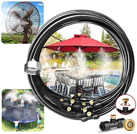 LANDGARDEN Outdoor Misting Cooling System, 100FT Mister Line+26 Brass Misting Nozzles,DIY Easy-Assemble.Water Mist Kit for Garden Porch Greenhouse Umbrella Canopy Fan