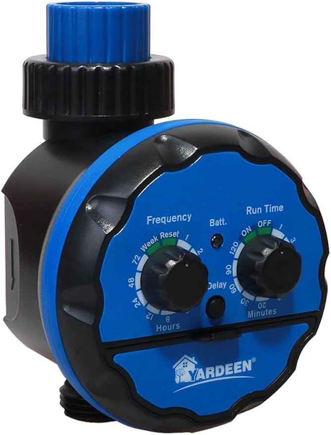 Digital Water Timer, Dual Dial Control, Battery Operated, Black/Blue