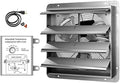 iPower 16 Inch Wall Mounted Shutter Exhaust Fan with Temperature Controller and Power Cord Kit, Aluminum, 1550 RPM, 1200 CFM, for Attic, Garage, Louvered Vent, Plant, Greenhouse, Silver