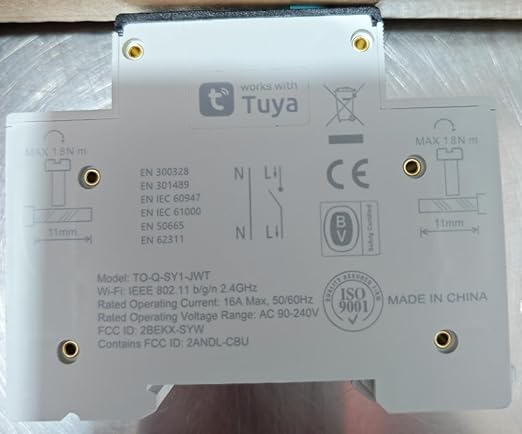 TONGOU DIY 1P+N Smart Wi-Fi Switch, Work with Alexa and Google Assistant for Voice Control, 16A with Energy Monitor, Smart Life/Tuya APP Remote Control, Timer Functions, DIN Rail Mounted,FCC Certified