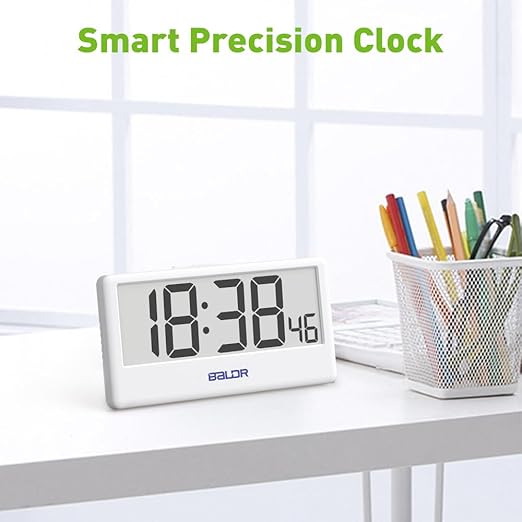 BALDR Digital Clock with Internet Time - WiFi Alarm Clock Battery Operated with Large Digital Display Internet Time, 12/24 Switchable, with Backlight, Auto Sync to Wi-Fi Weather Station, White