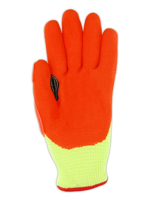 MAGID T-REX Arctic Series ANSI A5 Cut-Resistance, Thermal Impact Gloves, 8 Pairs, Waterproof, Hi-Viz Yellow/Orange, Size 8/Medium