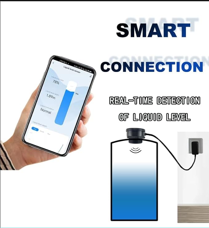 TLC2206 Tuya Smart Life Mobile APP Wireless WiFi Remote Ultrasonic Contactless Indoor Waterproof IP67 Liquid Water Oil Fuel Level Tank Monitor Sensor Controller Automatic Alarm Indicator