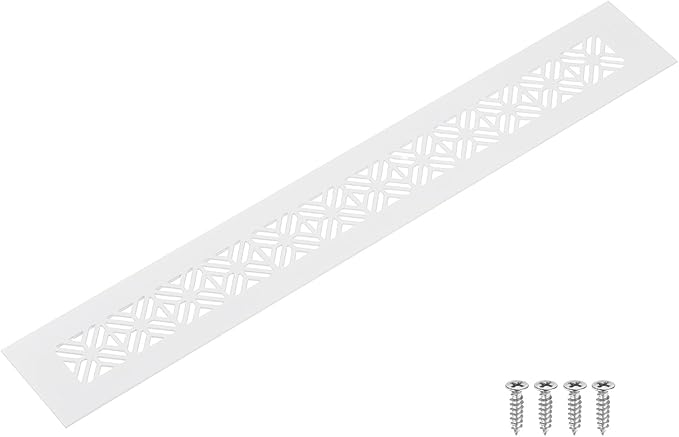 uxcell Aluminum Alloy Air Vents, 350 x 50mm / 13.8 x 2" Rectangle Louvered Ventilation Grille Cover with Mounting Screws for Door Cabinet Wardrobe, White
