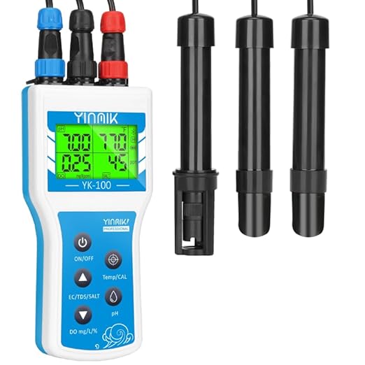 YINMIK Handheld Dissolved Oxygen Meter, Smart DO Meter with Salinity and Altitude Compensation, Portable 6 in 1 pH DO SALT EC TDS Tester for Koi pond Aquaculture Environment Monitor Scientific Brewing
