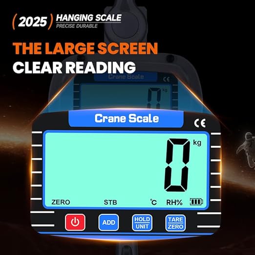 Digital Crane Scale 11000 lbs/5000kg/5T Measurable Temperature and Humidity Industrial Heavy Duty Hanging Scale with Remote Control LCD Screen for Construction, Factory, Farm(Silver)