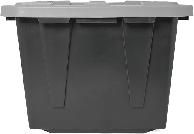 CX BLACK & YELLOW, 27-Gallon Heavy Duty Tough Storage Container & Snap-Tight Lid, Black & Grey (14.3H x 20.6W x 30.6D), Weather-Resistant Design and Stackable Organization Tote [2 Pack]
