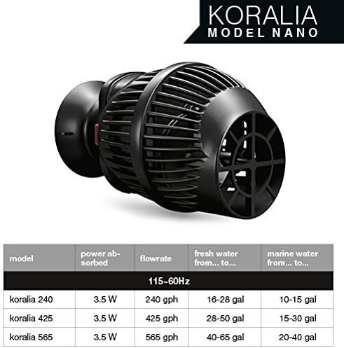 Hydor Koralia Nano Aquarium Circulation Pump, Includes Built-In Cable Protector, 425 GPH, Measures 2.4-Inches & is Ideal for Fresh or Salt Water Use