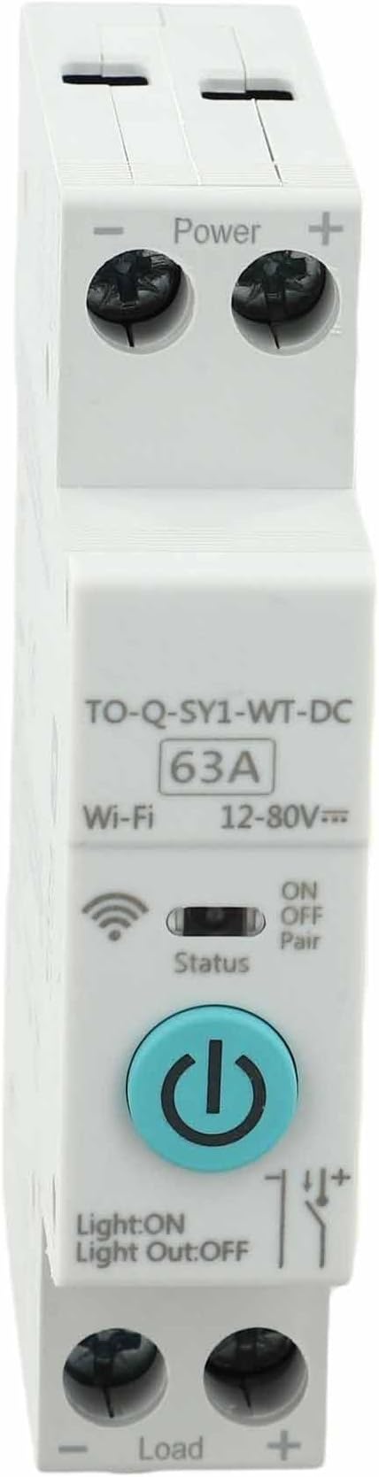 1x For Tuya DC WIFI Smart Switch 63A 12-80V Wireless Remote Control Circuit Breaker With App-Scheduling-And-Interlock TO-Q-SY1-WT-DC