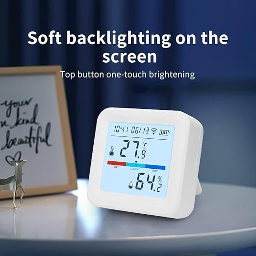 Smart WiFi Thermometer and Hygrometer – Temperature & Humidity Sensor with App Alerts, Data Logger, Backlit Display – Remote Temperature Monitor for Home, Greenhouse