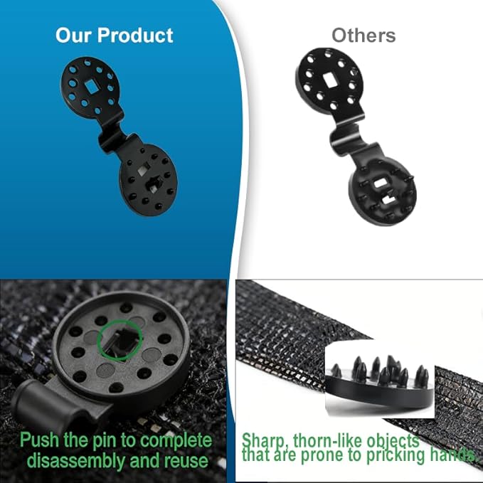 50 Pcs Shade Cloth Clips, Heavy Duty Lock Grip for Sun Shade Net, Black Round Plastic Tarp Clips for Garden, Greenhouse, Anti Bird Netting & Windproof Awning