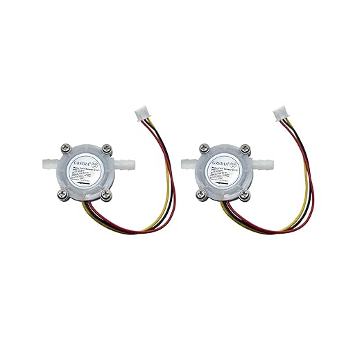 1/4" Water Flow Sensor Food-Grade Switch Hall Effect Flowmeter Fluid Meter Counter Connect Hosepipe 0.3-6L/min (Pack of 2）