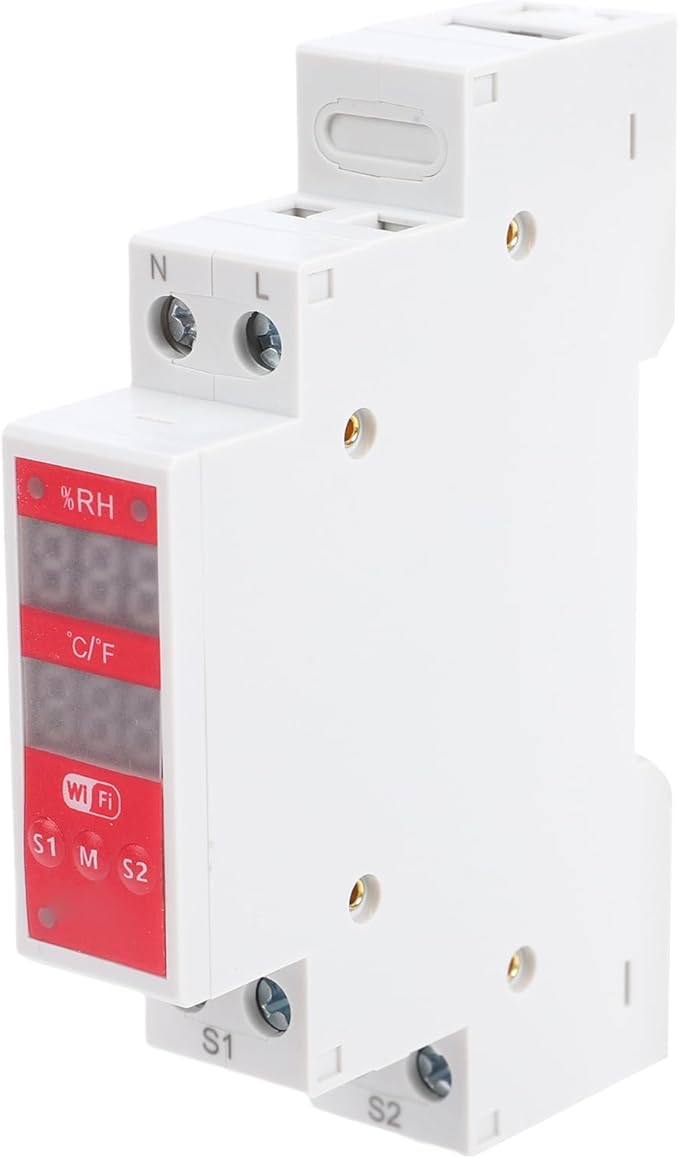 Smart Temperature Humidity Switch, WiFi Controller with Probe, 16A for Home Farm Remote Monitoring, Convenient DIN Rail Mount