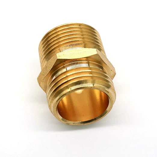 3/4” GHT Male x 3/4” NPT Male Connector, Brass Garden Hose Fitting, Adapter, Industrial Metal Brass Garden Hose to Pipe Fittings Connect (2 Pack)