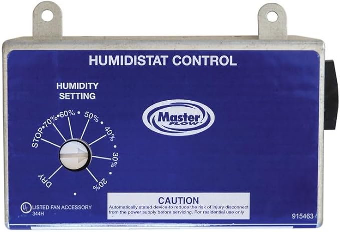 Master Flow GAF Adjustable Humidistat - Compatible with All GAF & LL Building Power Vents, Helps Control Moisture & Heat Accumulation, Manual Adjustment for Climate Control, Easy to Install