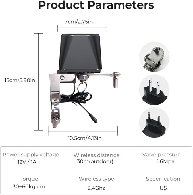 WiFi Robot Waterproof Valve Tuya Smart Remote Control APP Remote Control Water Pipe Gas Wireless Valve Switch US Plug