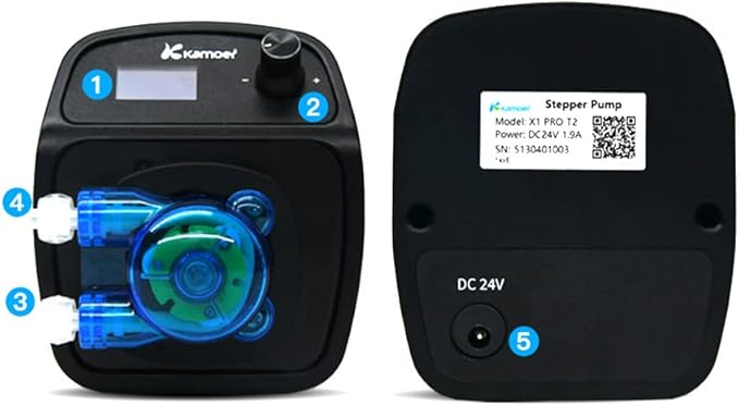 Kamoer X1 PRO-T2 small programmable auto aquarium dosing pump 24V 110 ml/min calcium pump wifi control low flow stepper motor adjustable peristaltic pump