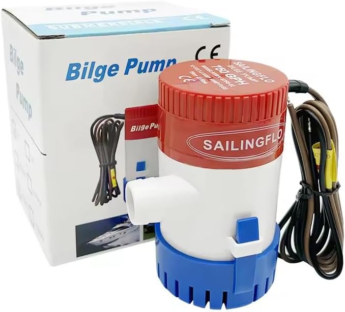 12V Bilge Pumps for Boats-750 GPH 3/4"(19mm) Outlet Non-Automatic Bilge Water Pump,Submersible Boat Accessories,Electric Marine Waterproof Reset (Red, 750 GPH)