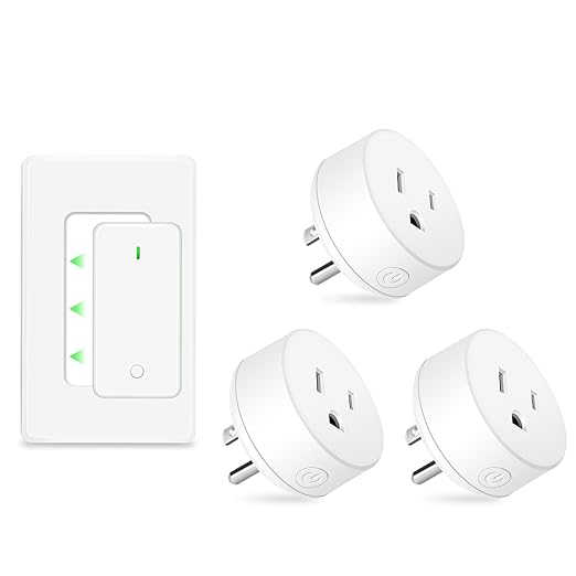 NineLeaf Remote Control Outlet,Wireless Remote Light Switch, Expandable Electrical Outlet Switch for Lamp, Light, Fan, Appliance, 500ft RF Range, FCC Listed, 1 Remote + 3 Outlets