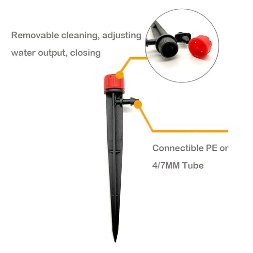 50 Pieces Adjustable Irrigation Drippers, Adjustable 360 Degree Water Flow Drip Irrigation System,Drip Emitters Perfect for 4/7mm Tube by Korty