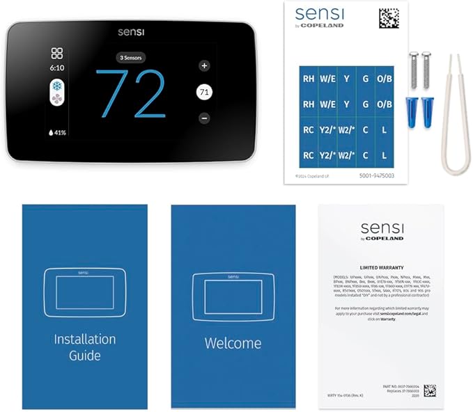 Sensi Touch 2 Smart Thermostat with Touchscreen Color Display, 100 Years of Expertise, Programmable, Wi-Fi, Data Privacy, Easy DIY, Works with Alexa, Energy Star Certified, ST76W, C-Wire Required