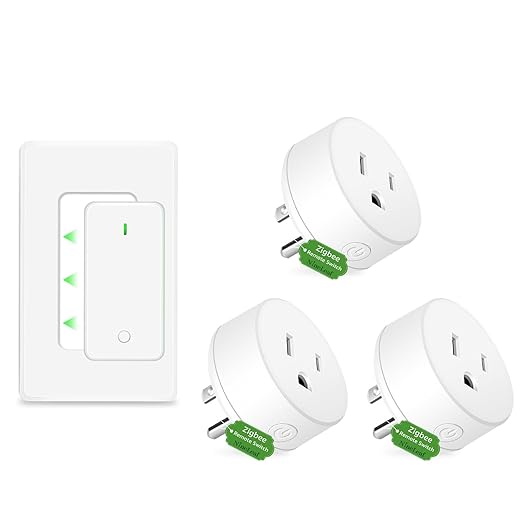 NineLeaf Zigbee Smart Remote Outlet with Wall Decor Switch,Zigbee Repeater,Wireless Plug with APP & Voice Control, Compatible with Alexa &Google Assistant, Timer & Schedule,1 Switch+3 Outlets