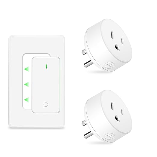 NineLeaf Remote Control Outlet Plug Wireless On Off Power Switch, Wireless Light Switch for Lamp, Light, Fan, Programmable, Compact, 500ft RF Range, FCC Listed,1Remote +2Outlets