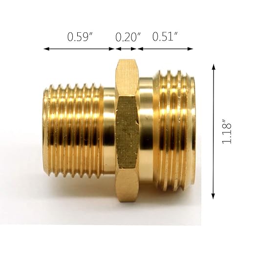 3/4” GHT Male x 1/2” NPT Male Connector, Brass Garden Hose Fitting, Adapter, Industrial Metal Brass Garden Hose to Pipe Fittings Connect (2 Pack)