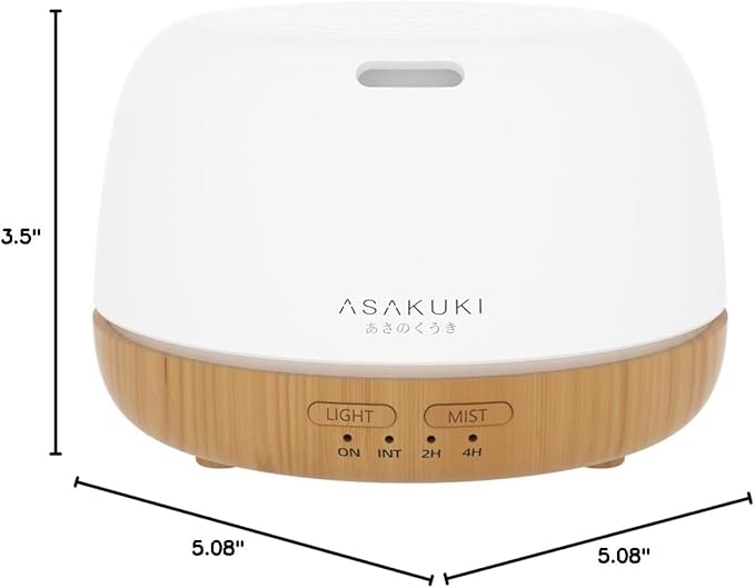 ASAKUKI Essential Oil Diffuser, 300ml Ultrasonic Aromatherapy Oil Humidifier with 7 Colors LED Lights, 2 Mist Mode for Home, Gift for Mom (Wood Grain)