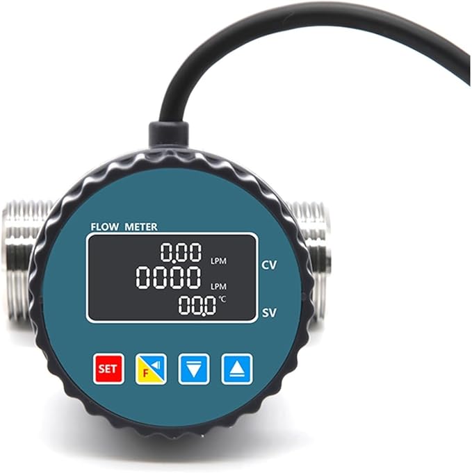 Flow Control Meter RS485 Electronic Digital Display Flowmeter, Stainless Steel Smart LCD Electronic Flow Meter, Water Flow Sensor(Male Thread,DN20_LCD Version)