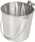 9 Quart Stainless Steel Bucket with Dual Hook | Perfectly Fits on Kennels, Cages and Critter Crates | Heavy Duty Bucket for Pets Cleaning & Food Prep - Flat Sided Pail