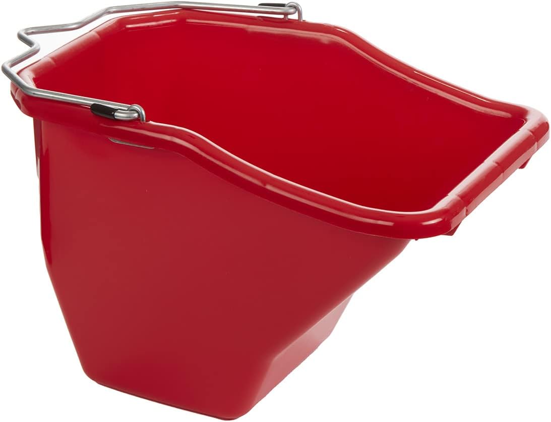 Little Giant® Plastic Better Bucket | Horse Feed Pail | Ergonomically Designed | Flat Back Bucket | Made in USA | 10 Quarts | Red