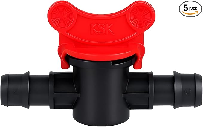 1/2" Drip Irrigation Shut-Off Valves – Barbed Connectors for Tubing & Water Lines (Multi-Pack Options) (2)