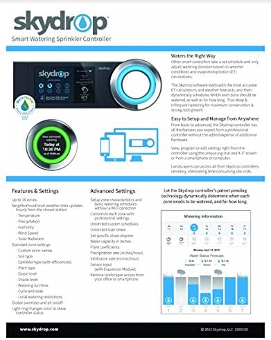 Skydrop Halo Smart Sprinkler System Controller | Alexa and Google Home Enabled | WiFi Connected | 8-Zone Irrigation System on Your Water Bill