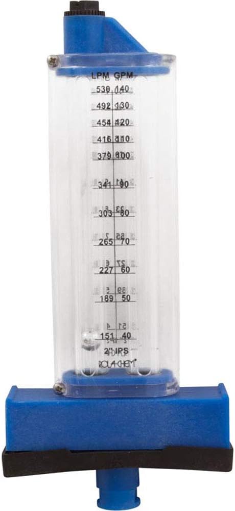 Rola-Chem Flowmeter Top Mount 570351T, 40-140 GPM, PVC Flow Meter for 2" Pipe, Accurate Flow Rate Measurement for Residential Swimming Pools