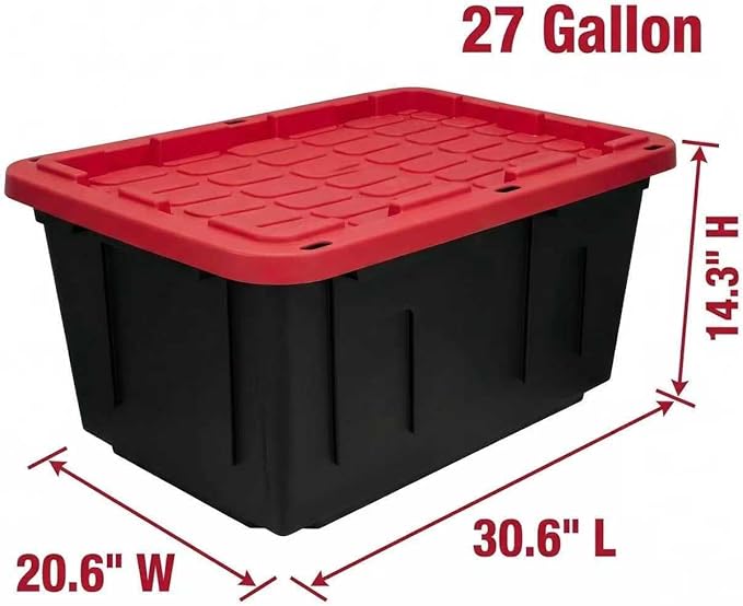 2-Pack 27-Gallon Storage Boxes with Snap-on Lids. Durable and Suitable for Storing Household Items, as well as for Use in Industrial and Outdoor Environments.