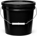 MKS Plastics 2-Gallon Bucket with Airtight Lid – Made in USA, Food Grade BPA Free Plastic, Heavy Duty Multi-Use, Metal Handle with Grip, Stackable Storage – - Black, 1 Pack