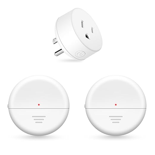 NineLeaf Wireless Motion Sensor Plug, PIR Sensor Outlet with Timer Setting to Auto Turn On/Off, Adjustable Detection Range, 15A/1500W Remote Control Plug for Christmas Lights, Fans(2Sensor 1Plug)