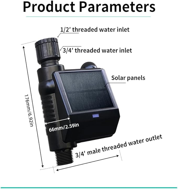 Yosoo WiFi Sprinkler Controller, Solar Powered Smart Water Timer Tuya APP and Voice Control Wireless Hose Faucet Timer for Garden Yard Compatible