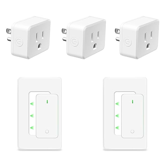 NineLeaf Remote Plug in On Off Switch Kit, Square Outlet Plug with Remote, Wireless Wall Mounted Light Switch, 15A/1500W, 500ft, TUV Listed, No Wiring Needed, for Lamps, Fans,2 Switches 3 Outlets