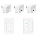 NineLeaf Remote Plug in On Off Switch Kit, Square Outlet Plug with Remote, Wireless Wall Mounted Light Switch, 15A/1500W, 500ft, TUV Listed, No Wiring Needed, for Lamps, Fans,2 Switches 3 Outlets